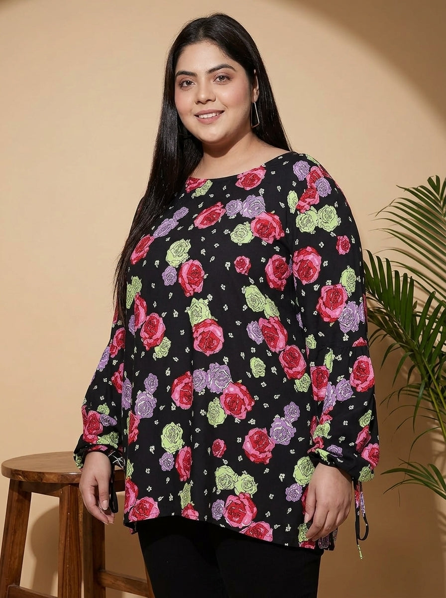 Plus Size Multicolor Roses Top