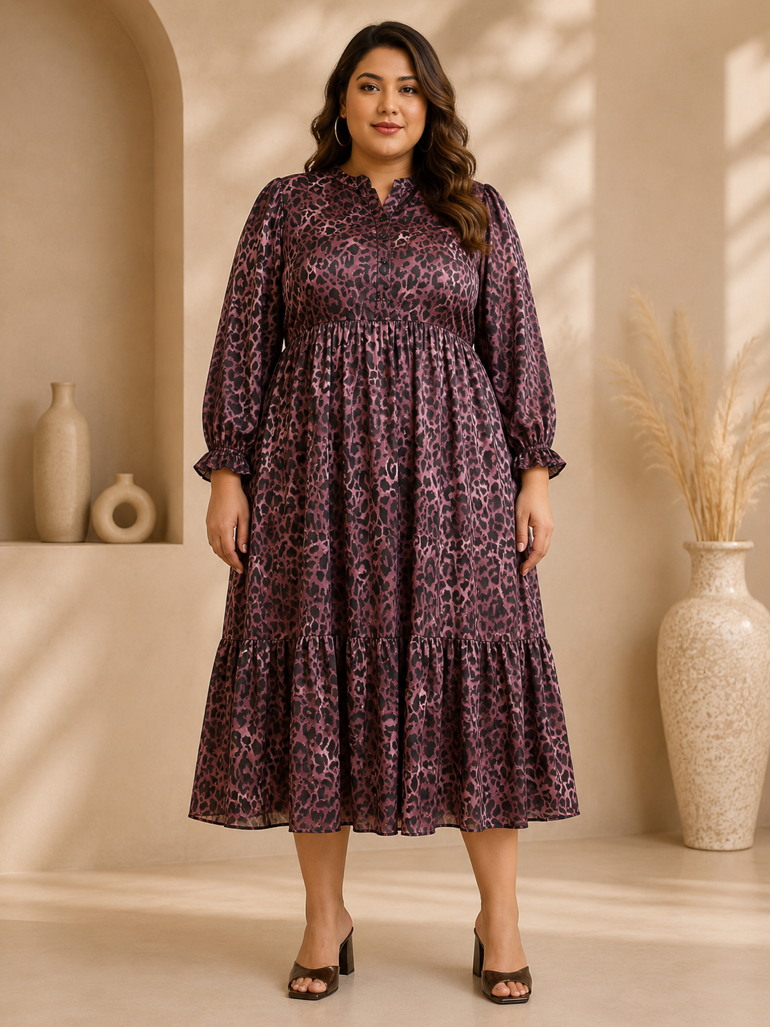 Plus Size Purple Animal Print Dress