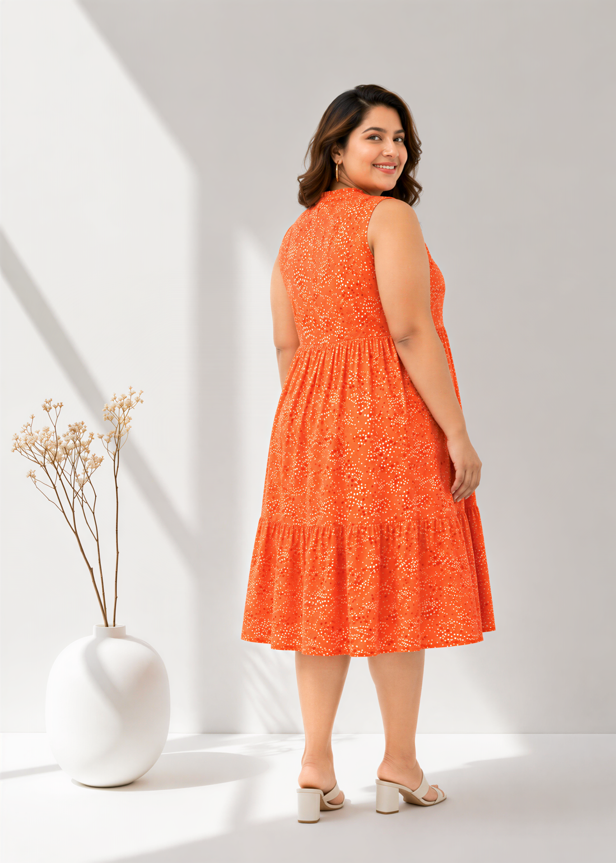 plus size orange floral dress