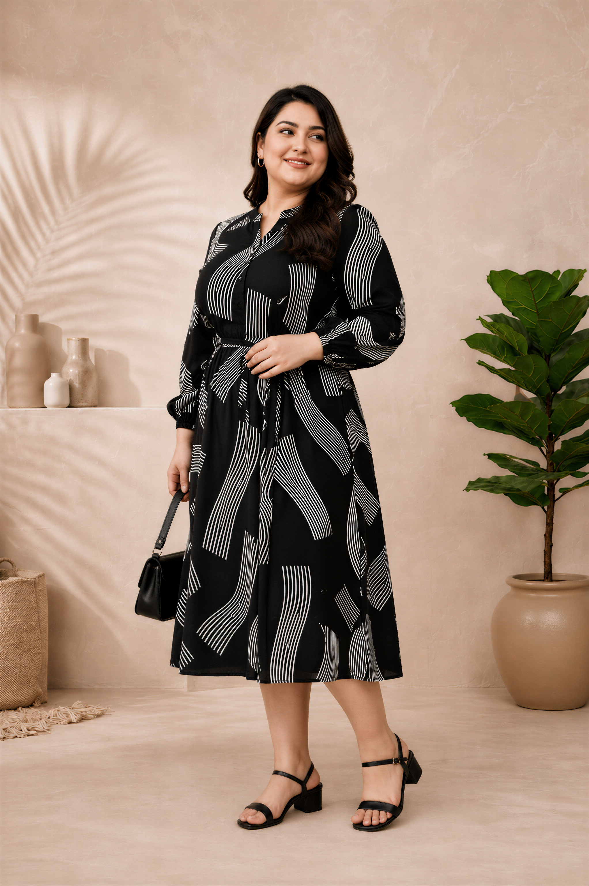 effortless black printed maxi dress
