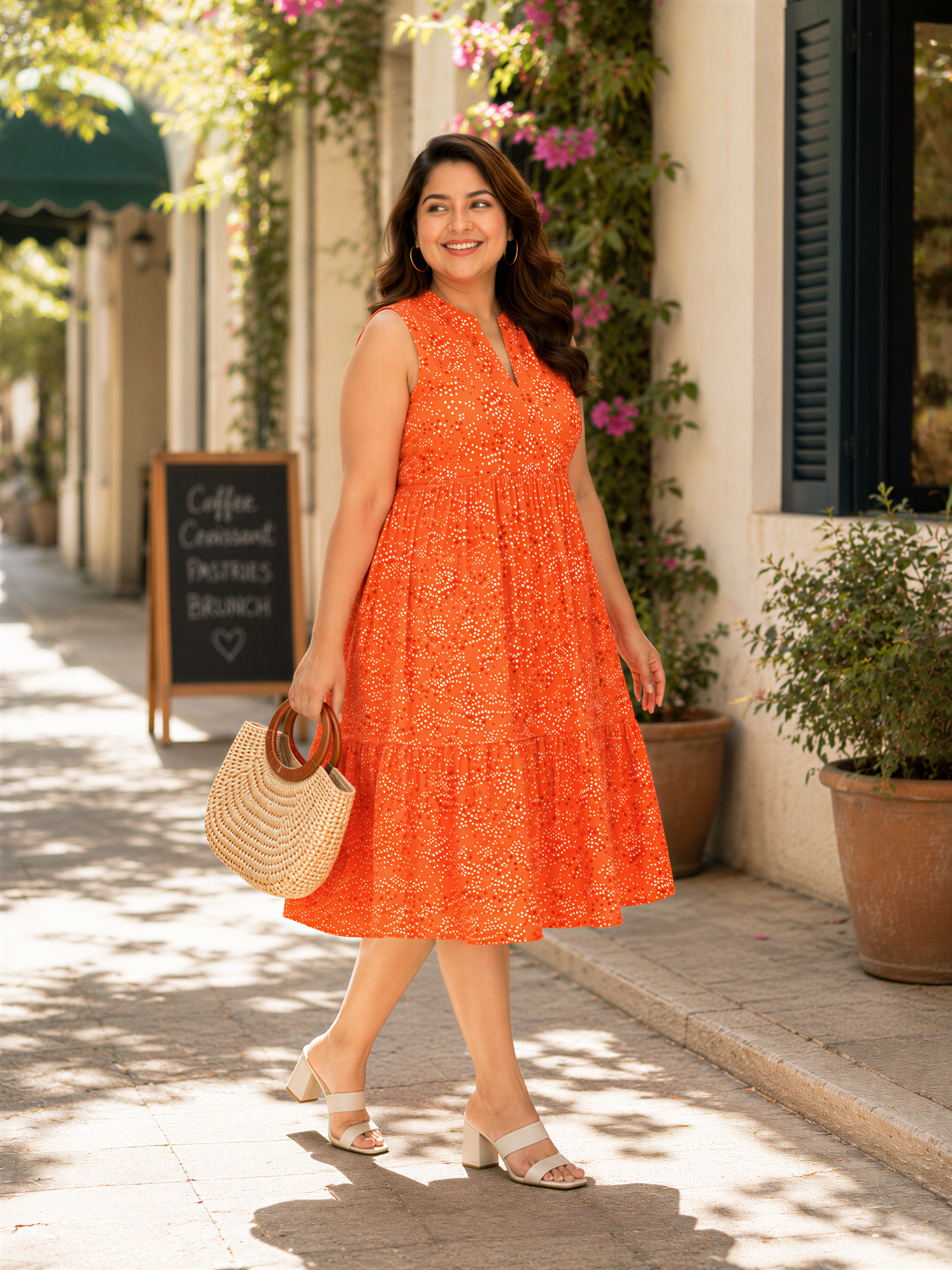 plus size orange floral dress
