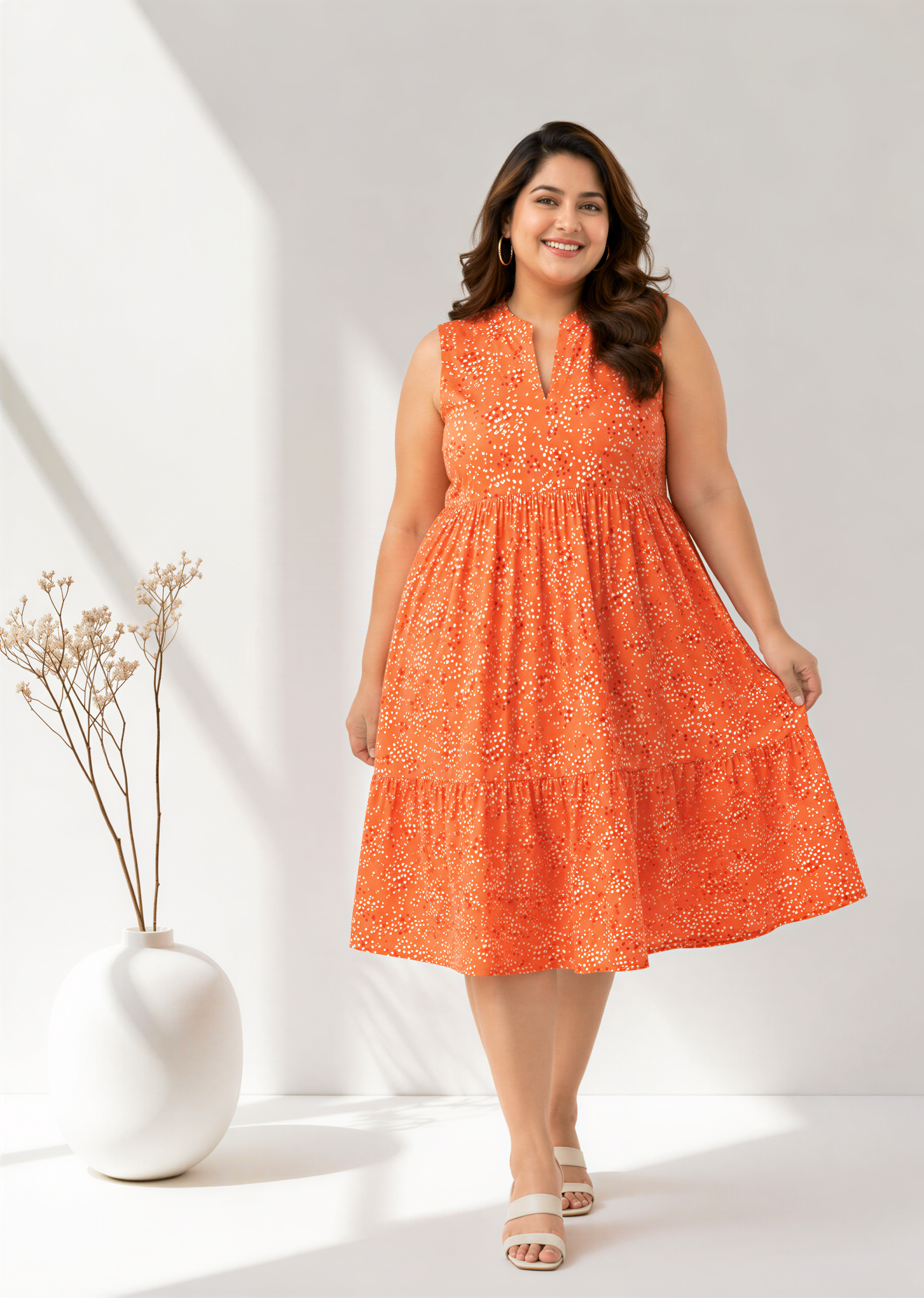 plus size orange floral dress