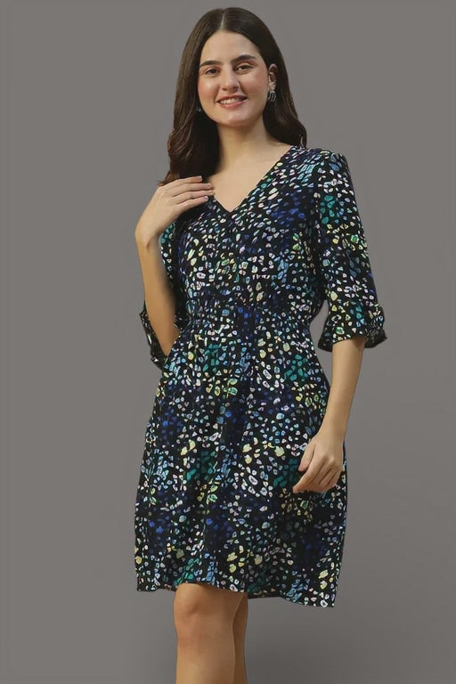 Women Blue Floral Print Dress