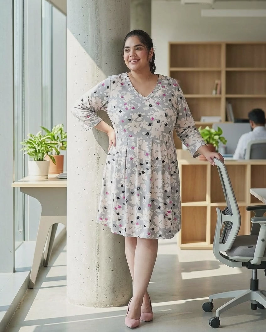 Plus Size Multicolor Printed Dress