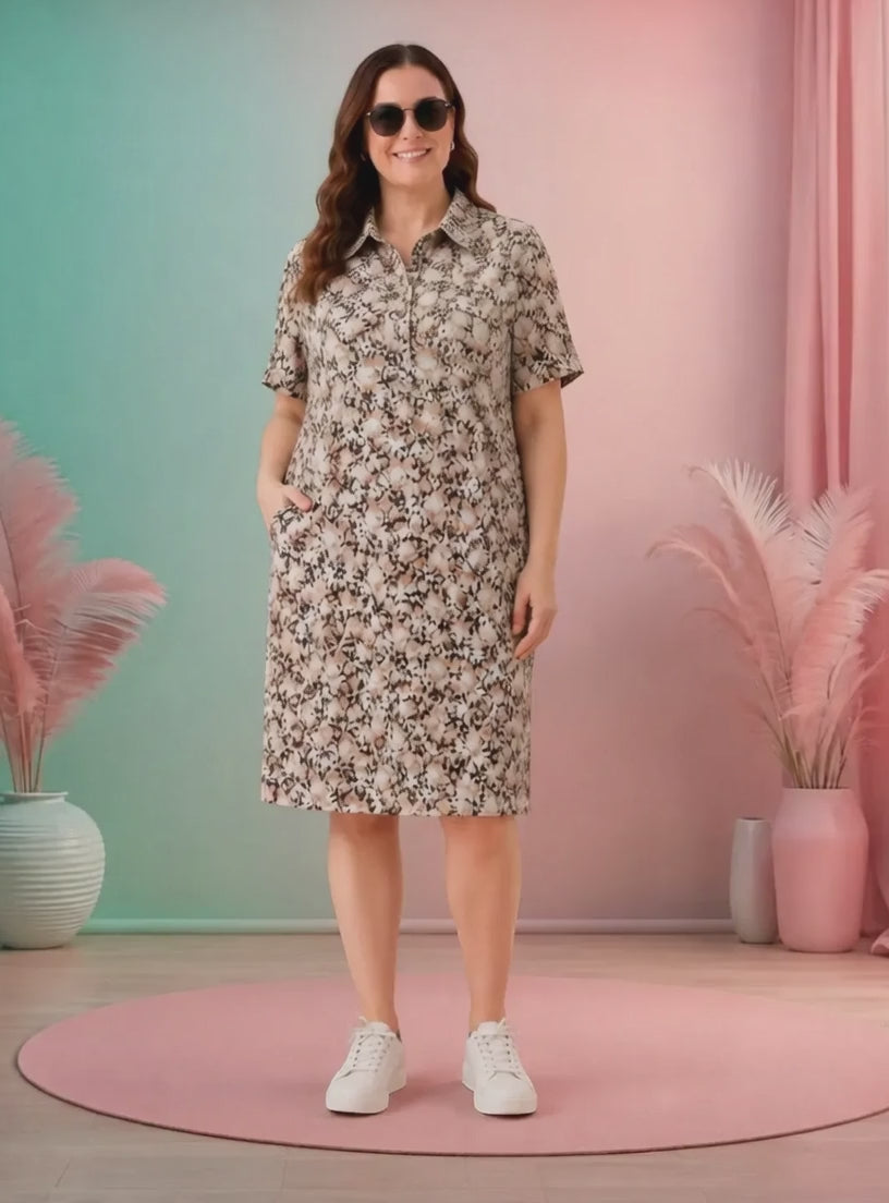 Women Plus Size Multicolor Floral Print Viscose Dress Oxolloxo