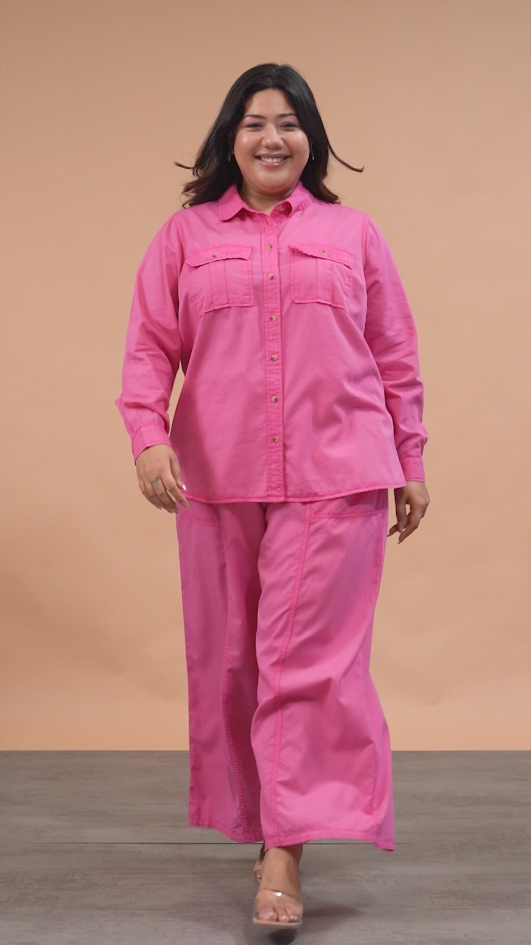 Plus Size Pink Cotton Shirt