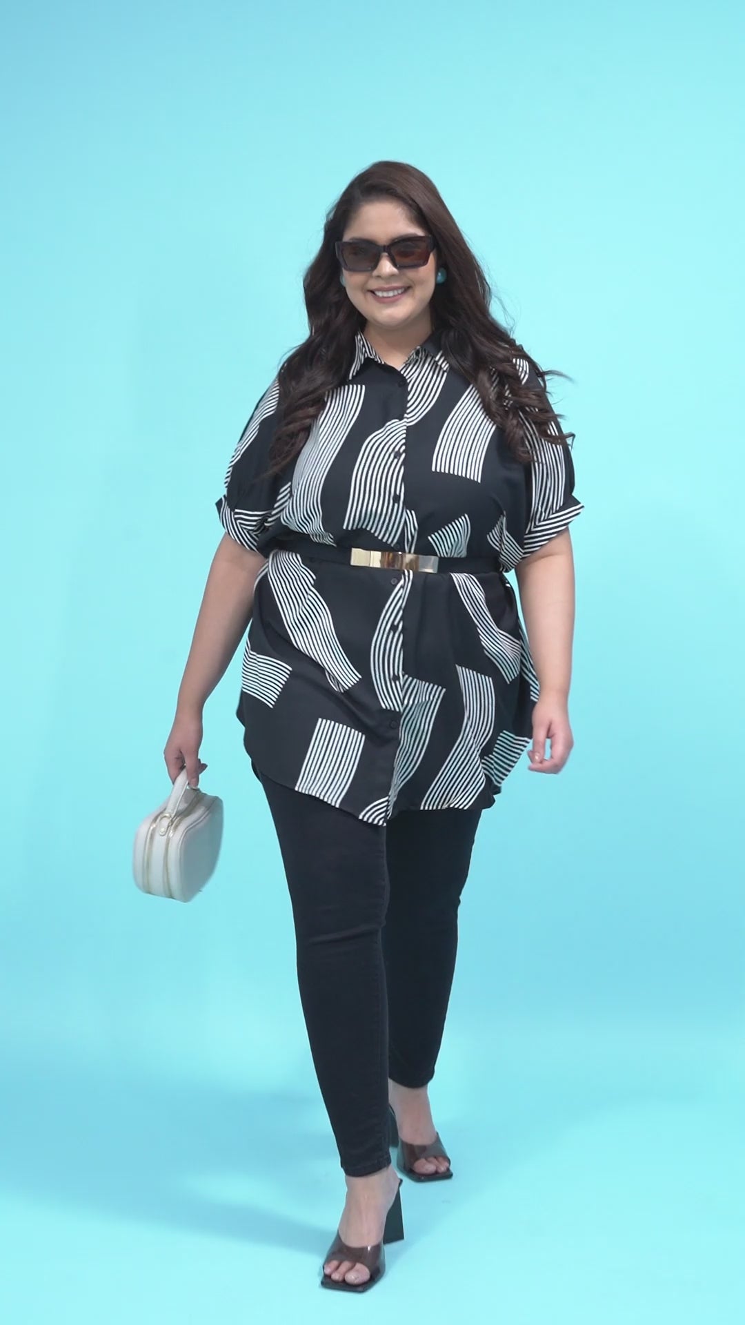 Plus Size Black Gray Tunic
