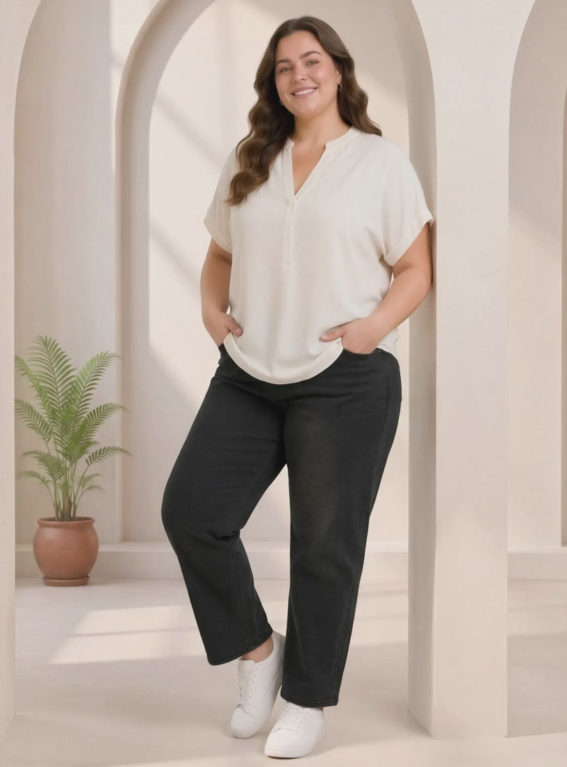 Oxolloxo Women Plus Size Top Off White