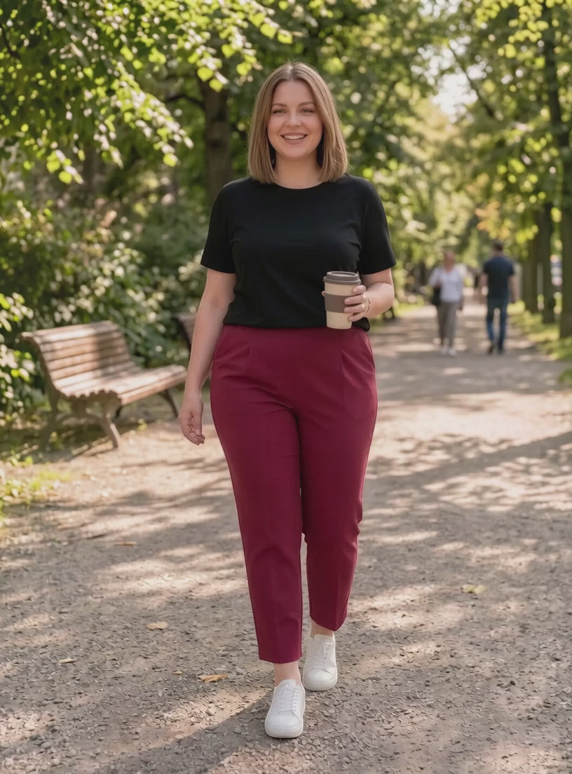 Women Plus Size Maroon Pant