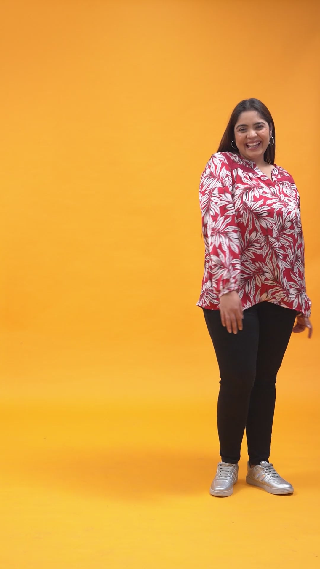 Plus Size Black Floral Printed Top