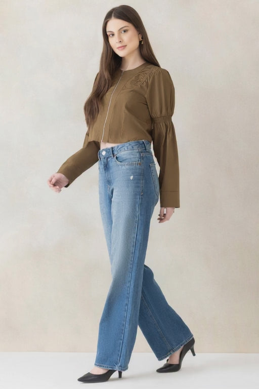 Olive Cotton Crop Top