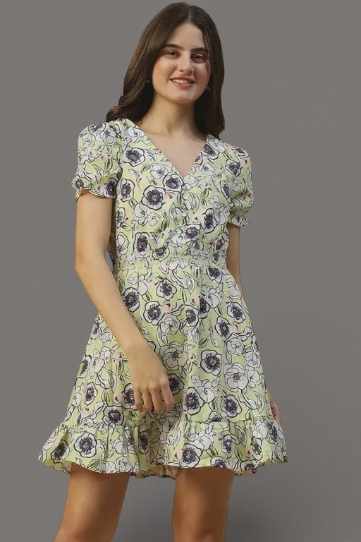 Yellow Floral Print Dress