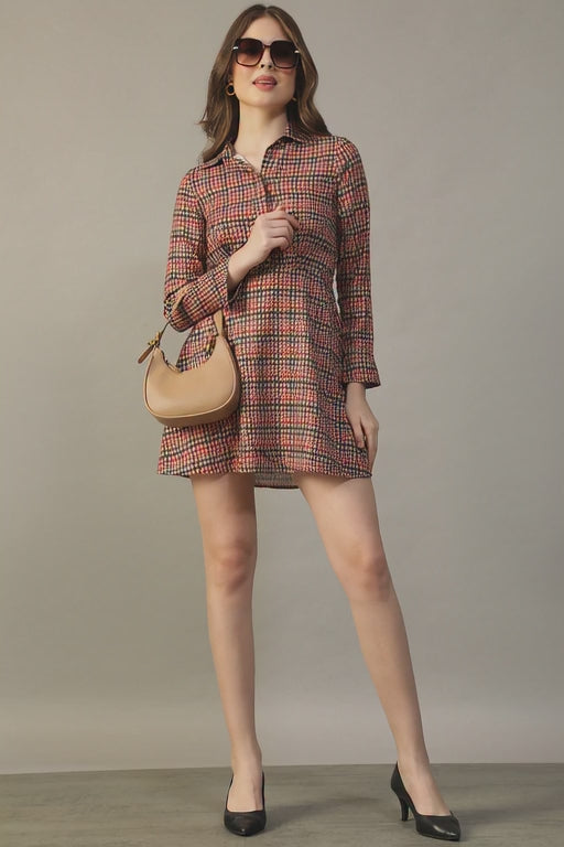 Women Multicolor Check Print Dress