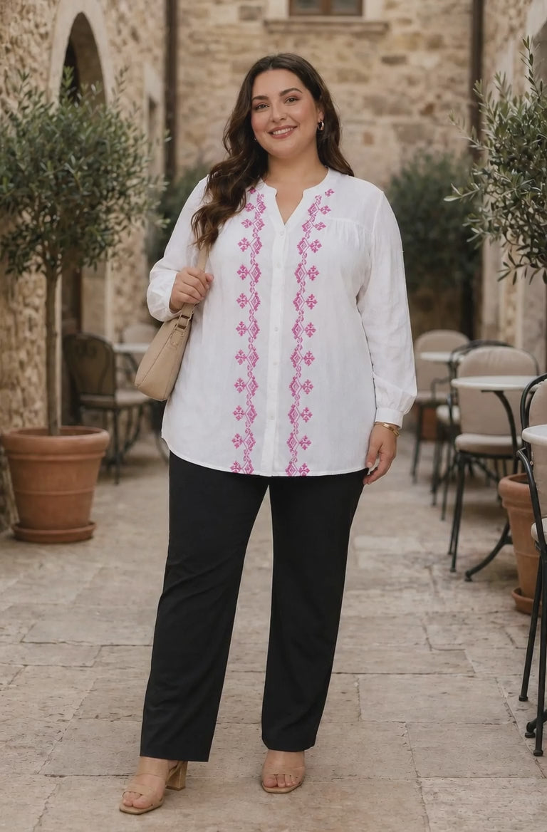 Plus Size White Cotton Tunic