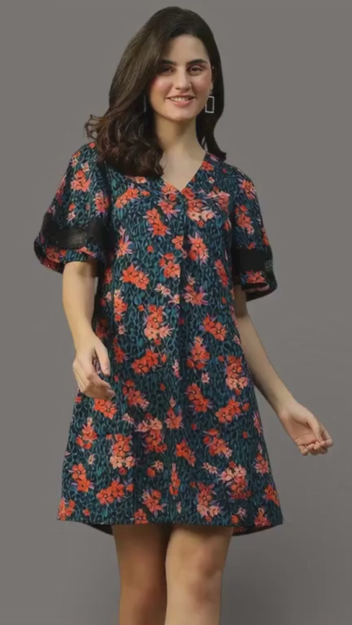 Women Blue Floral Dress