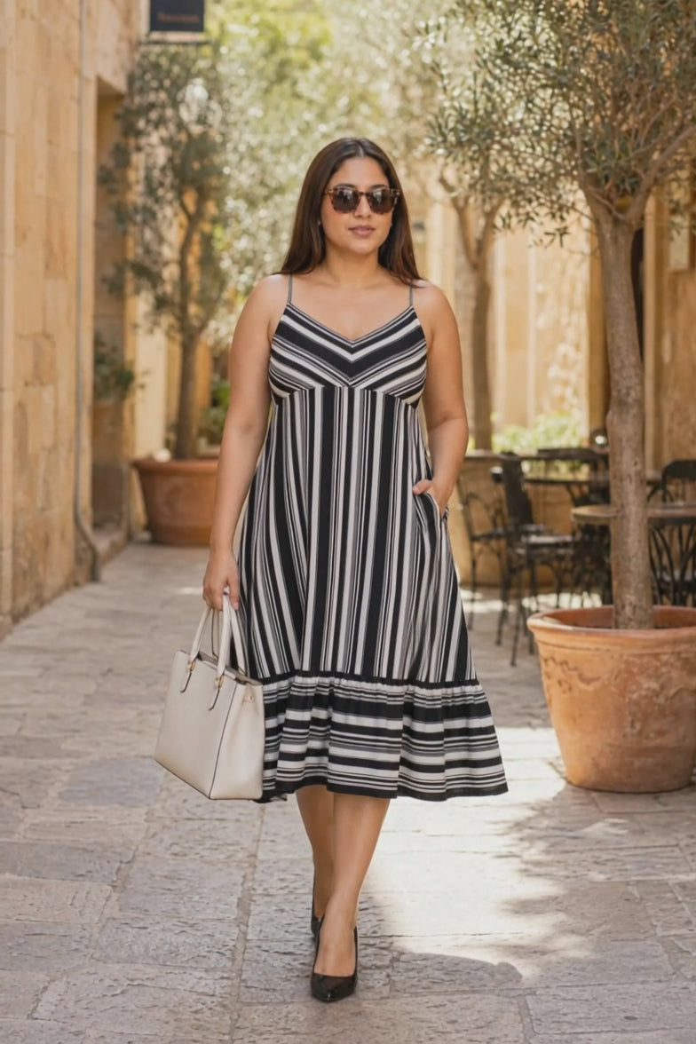 Plus Size Black Stripe Dress