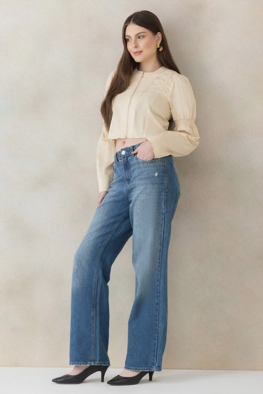 Light Beige Cotton Crop Top