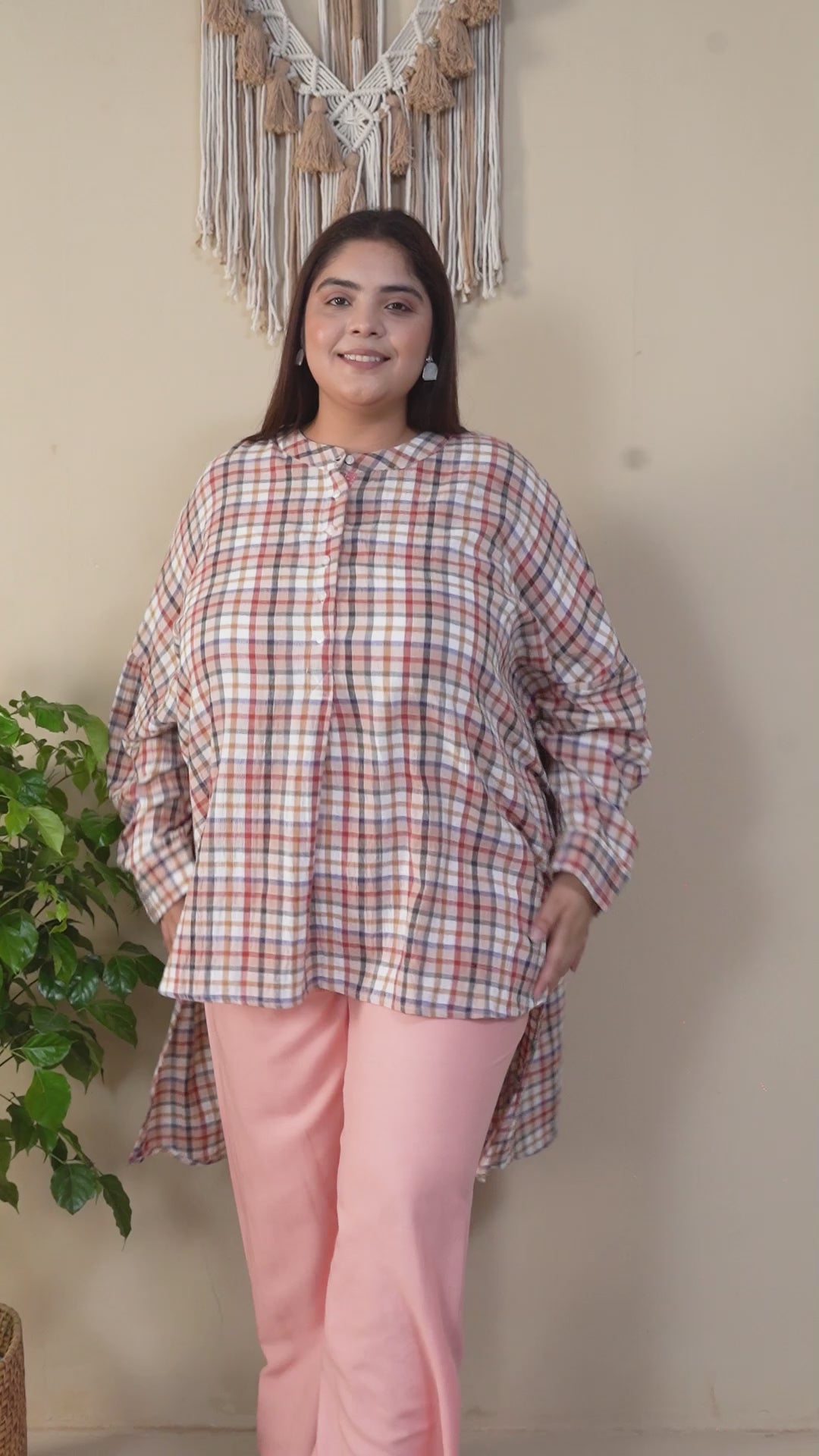 Plus Size Multicolor Cotton Tunic