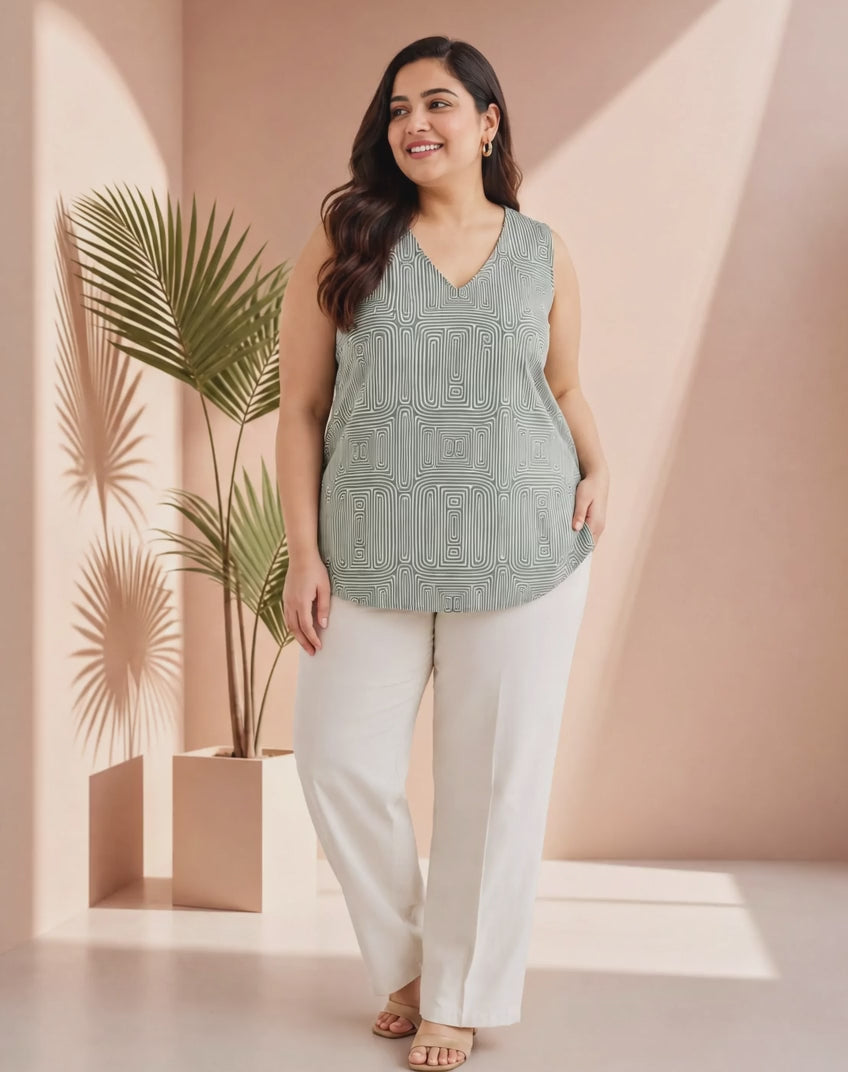 Women Plus Size Grey Top