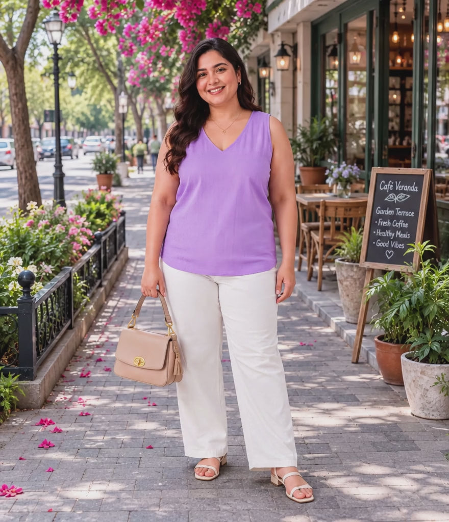 Women Plus Size Lilac Top
