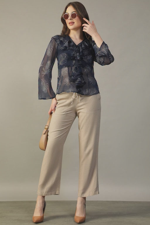 Women Navy Blue Floral Top