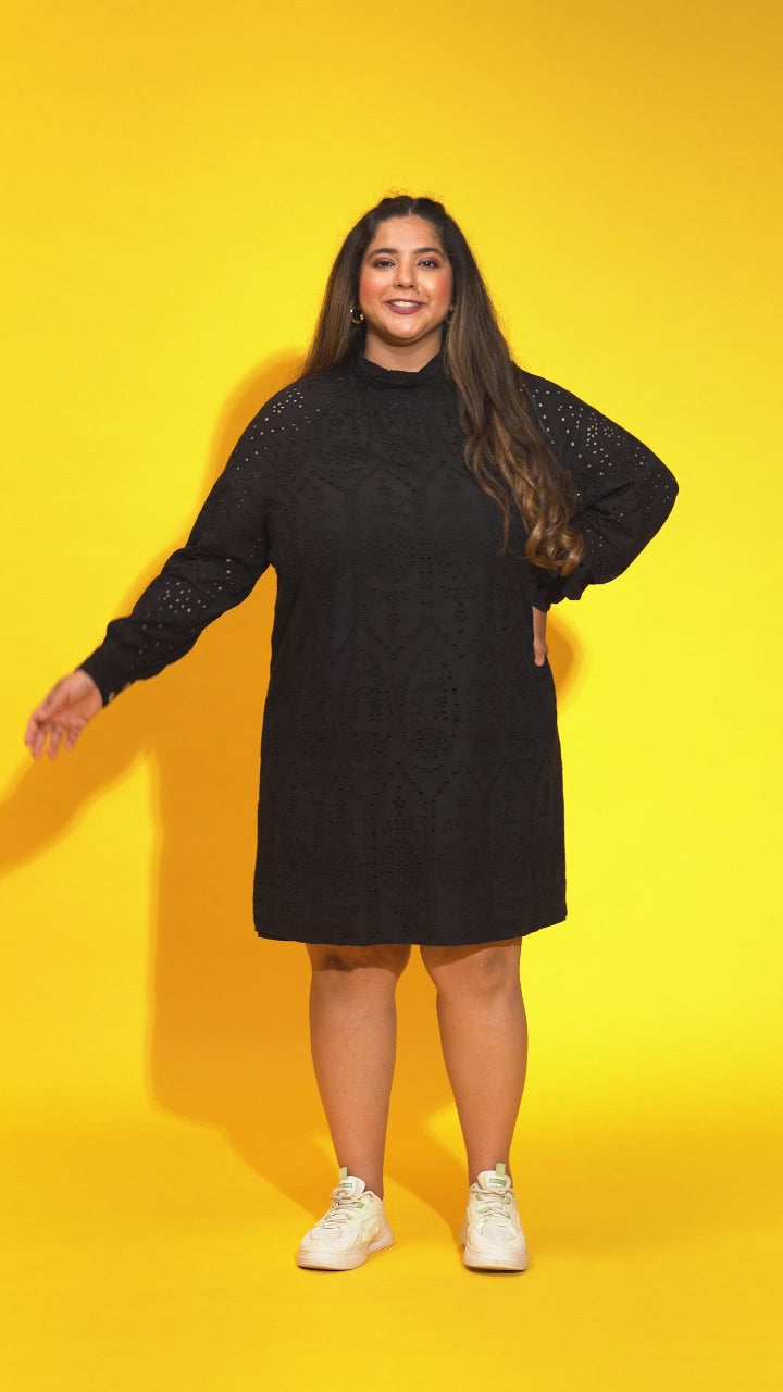Plus Size Black Cotton Dress