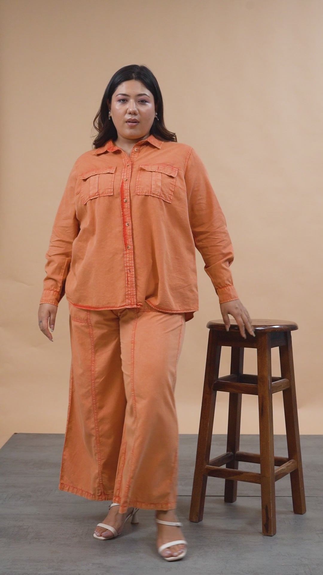 Plus Size Orange Cotton Pant