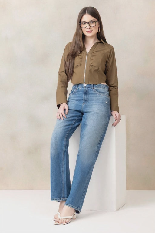 Olive Cotton Crop Top