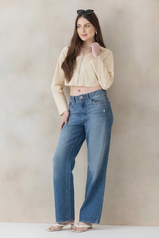 Beige Cotton Crop Top