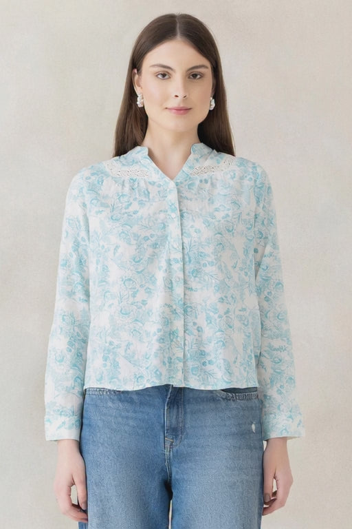 White Floral Cotton Top