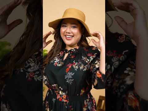 Plus Size Black Tropical Print Dress